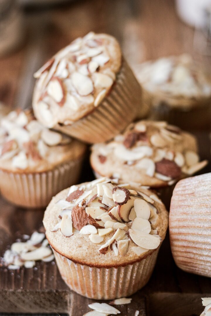 Whole wheat almond muffins.
