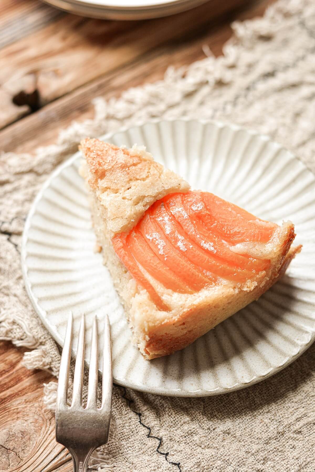A slice of apricot almond torte.