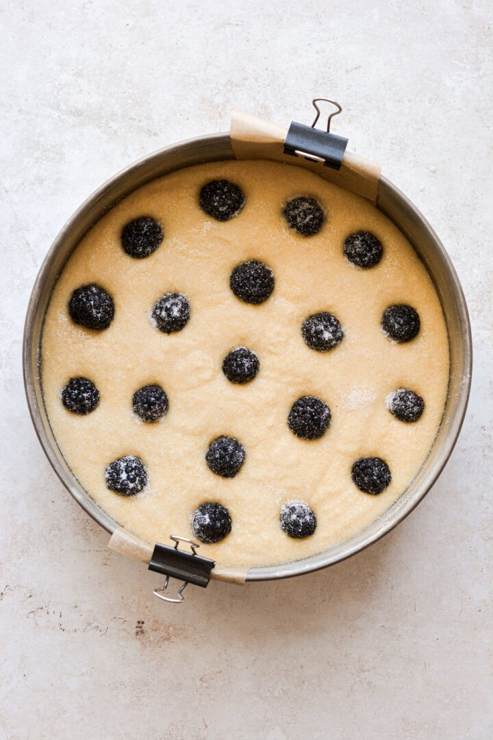 Step 7 for making blackberry cornbread cake.