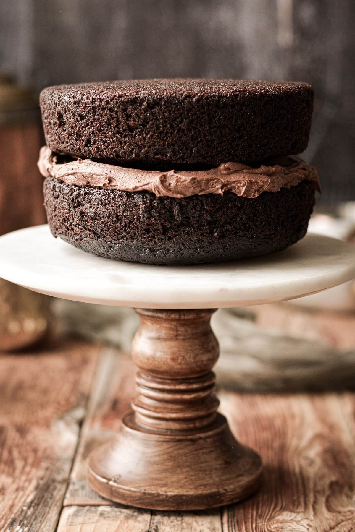 High Altitude Mini Tiered Chocolate Wedding Cake - Curly Girl Kitchen High Altitude Mini Tiered Chocolate Wedding Cake - Curly Girl Kitchen
