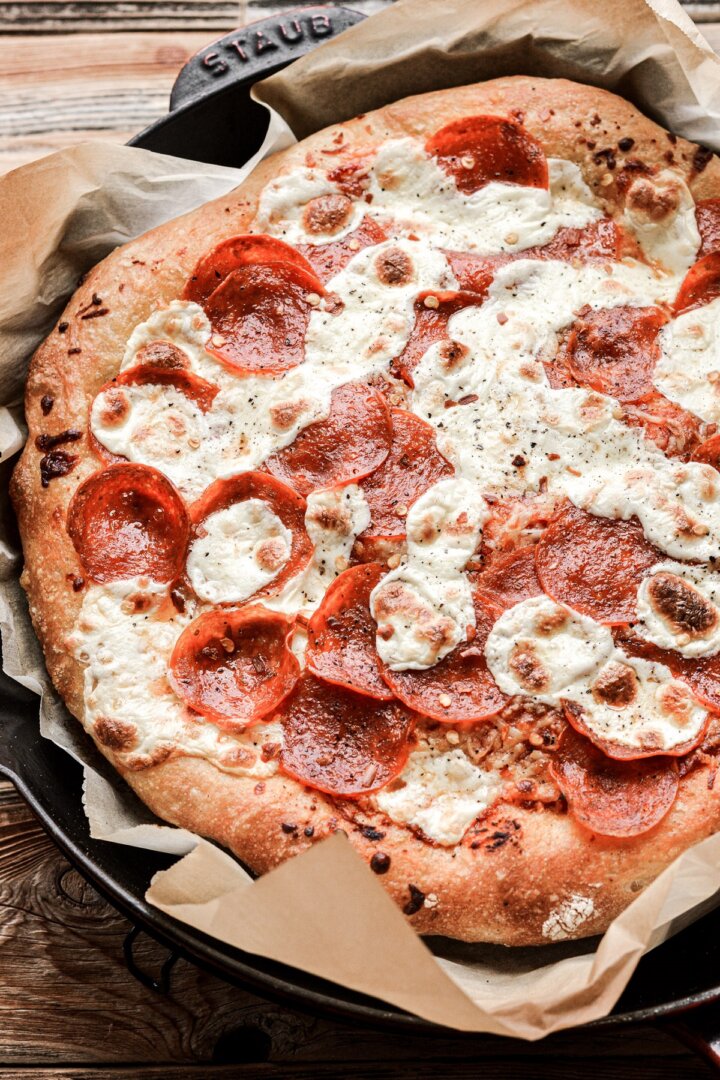 Crispy pepperoni pizza.