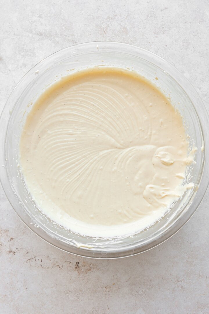 Step 4 for making mascarpone whipped cream filling.