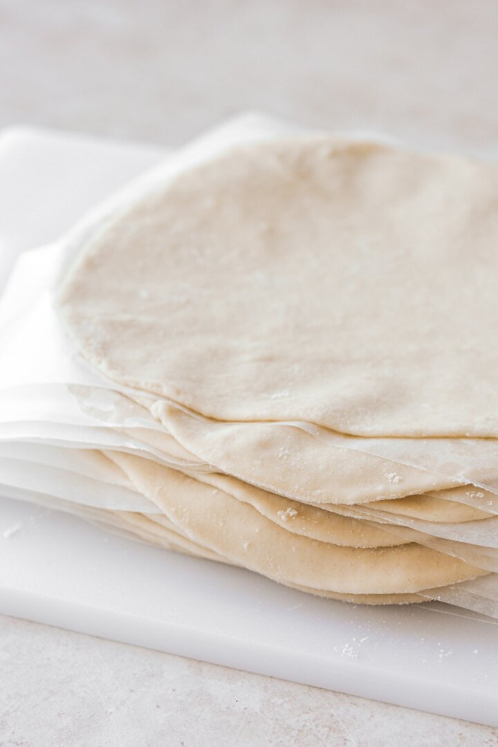 Stack of tortillas, ready to be cooked.