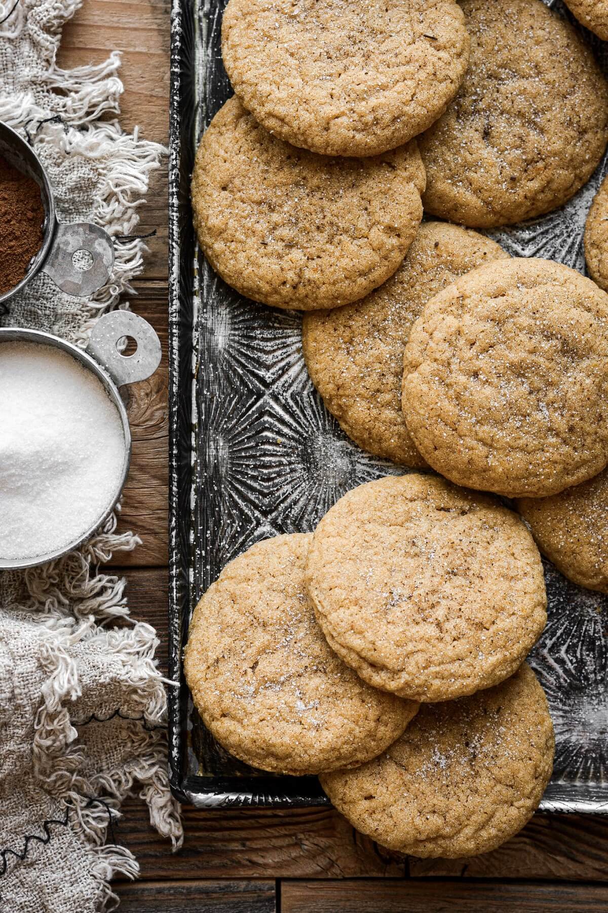 Chewy pumpkin cookies with sugar and cinnamon.