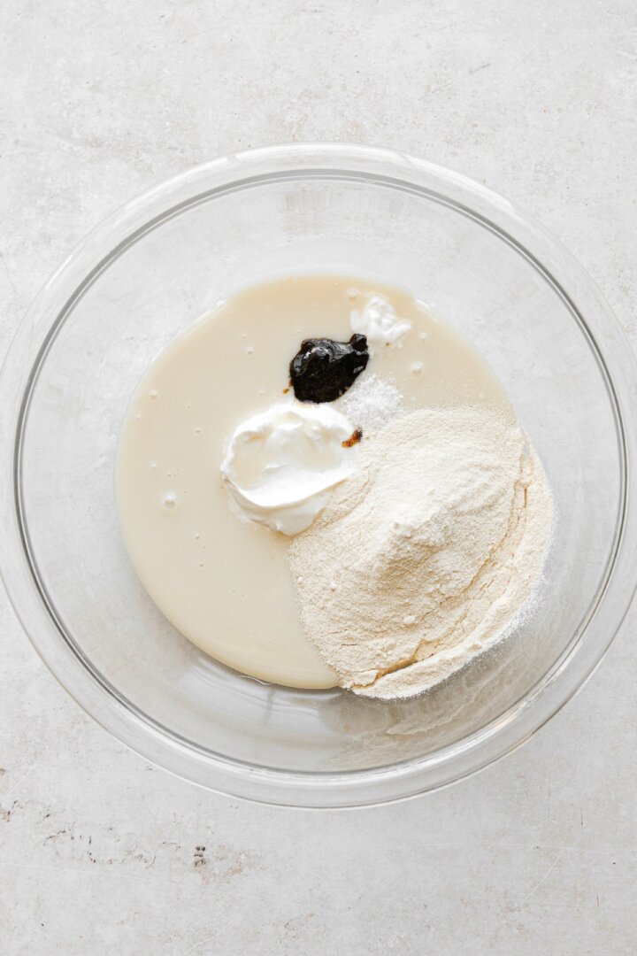 Step 1 for making vanilla malted milk ice cream.