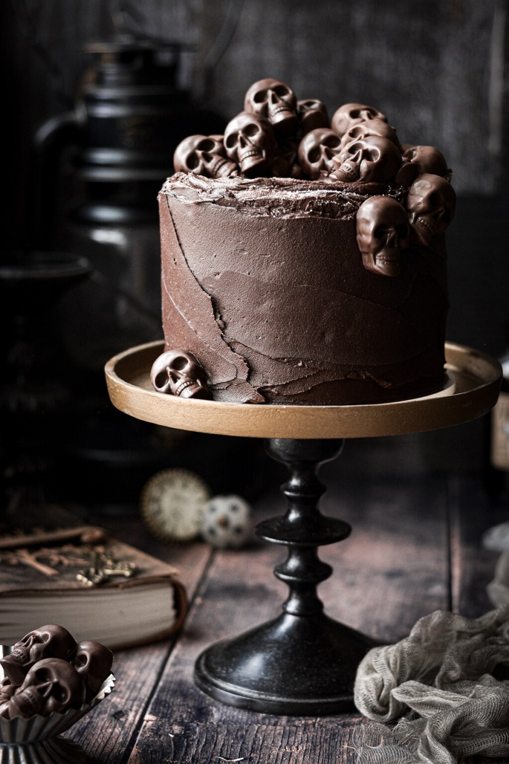 High Altitude Ginger Chocolate Skull Cake for Halloween - Curly Girl ...