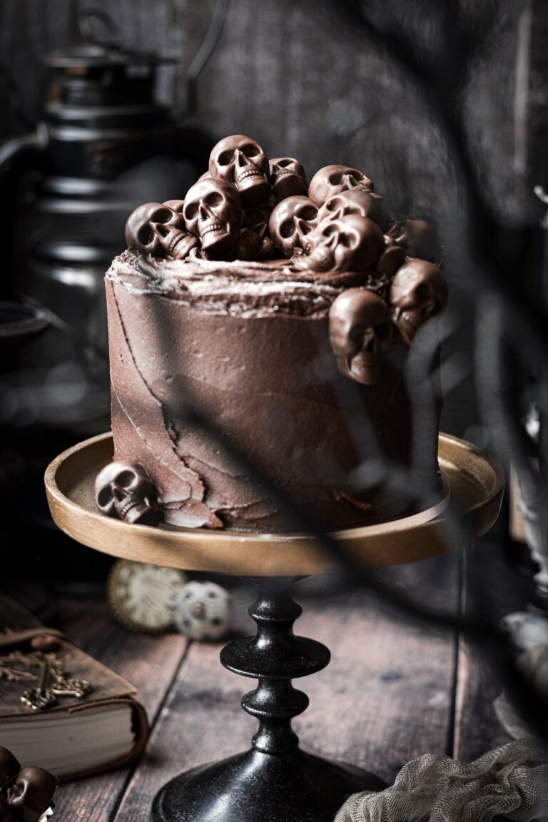 High Altitude Ginger Chocolate Skull Cake for Halloween - Curly Girl ...