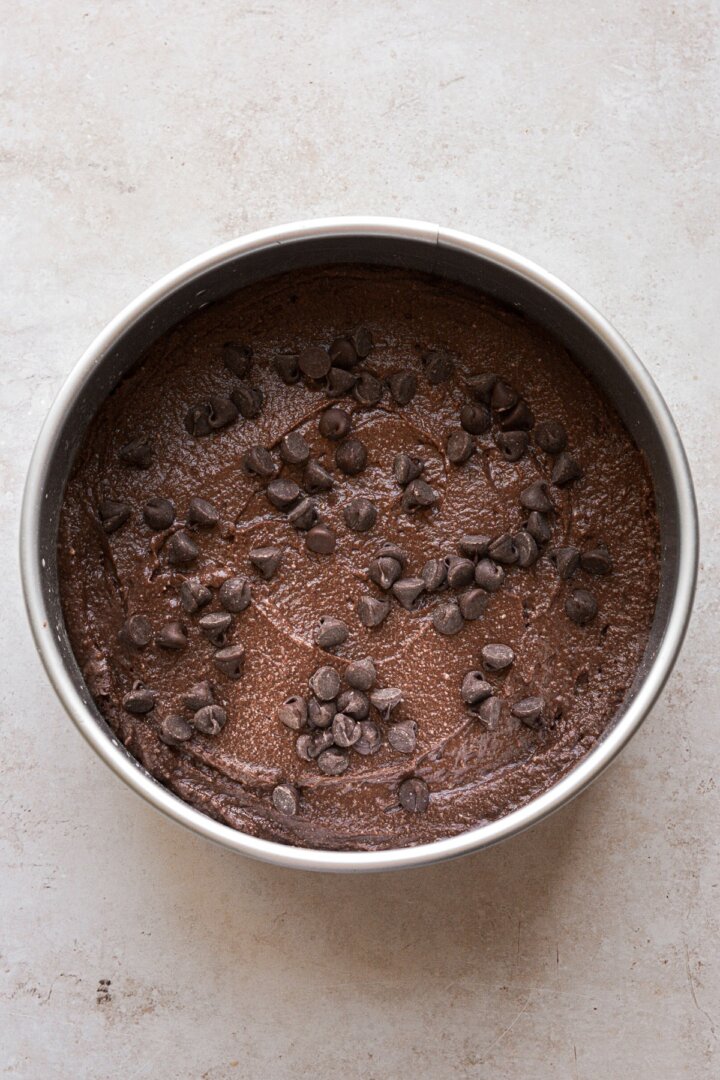 Step 9 for making chocolate ricotta cake.