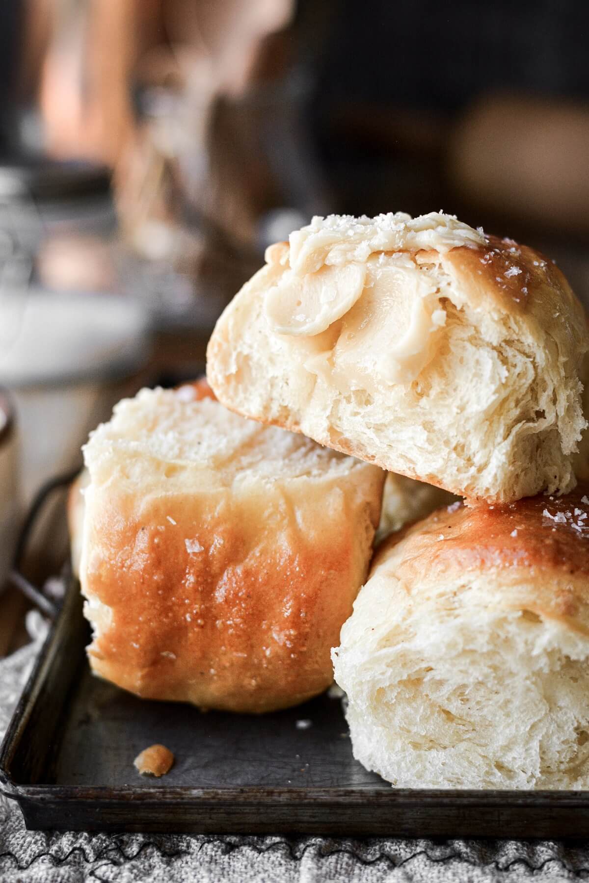Parker House rolls with maple butter.