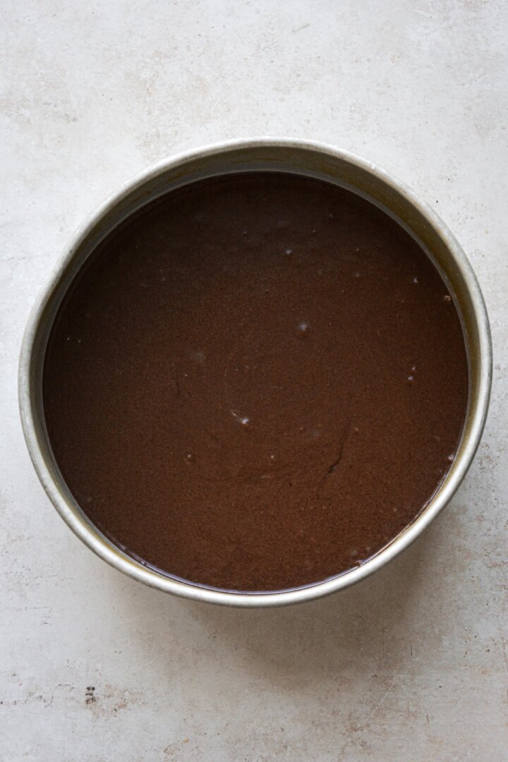 Step 5 for making almond flour chocolate torte.