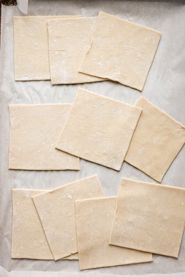 Squares of pie dough.