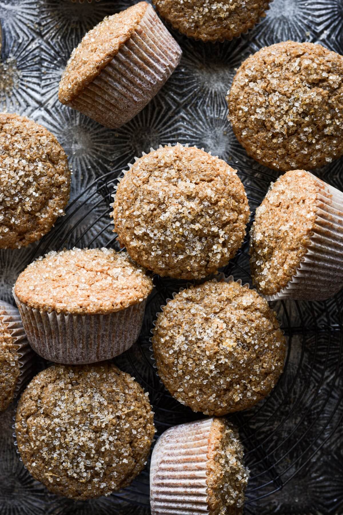 Gingerbread muffins with lemon sugar on top.