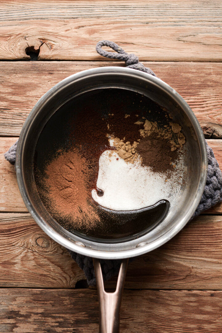 Step 1 for making gingerbread dough.