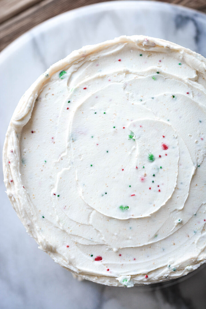 Brown butter frosting with sprinkles.
