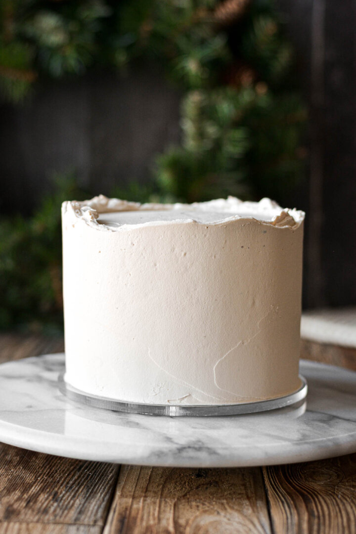 Maple buttercream on a layer cake.