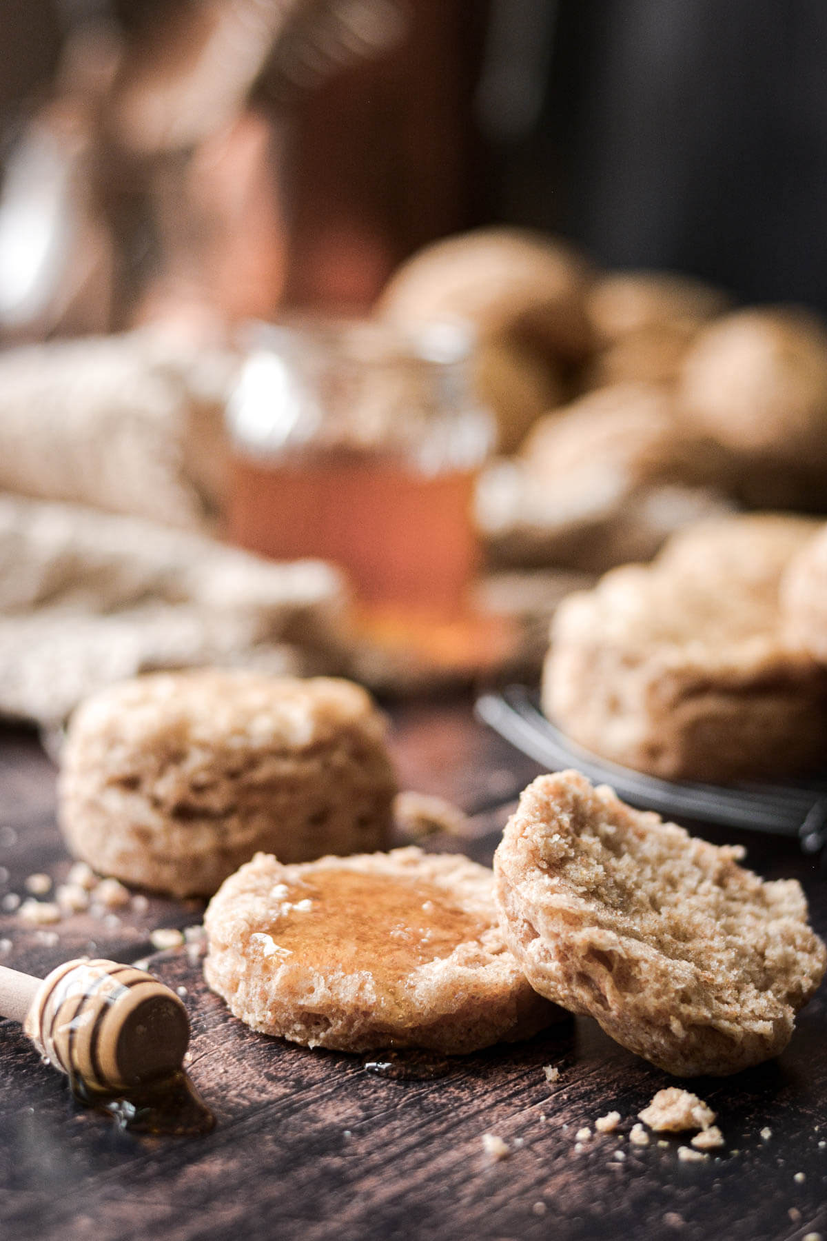 Whole wheat biscuits with honey.