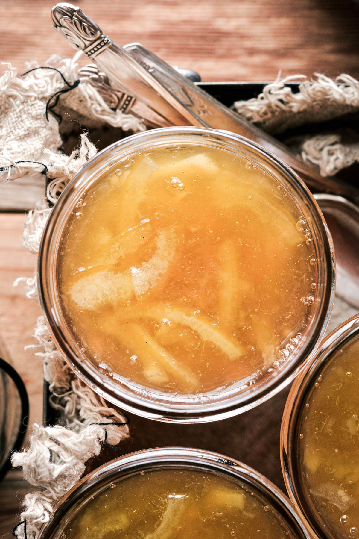 Jars of lemon marmalade.