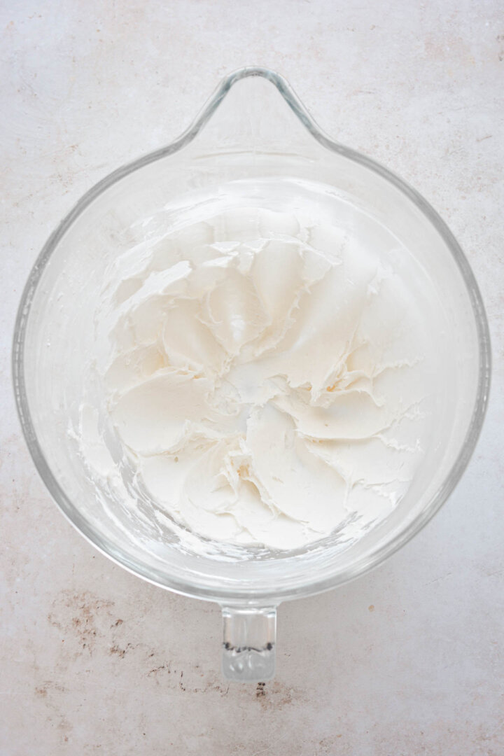 Step 2 for making homemade stabilized whipped cream.