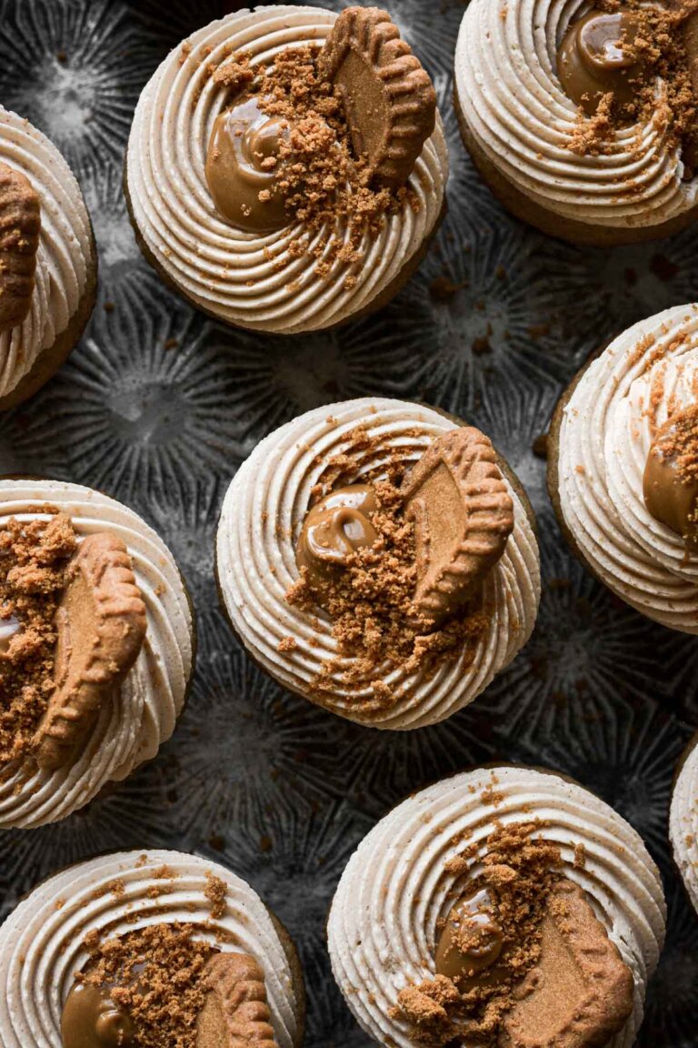 High Altitude Cookie Butter Cupcakes - Curly Girl Kitchen