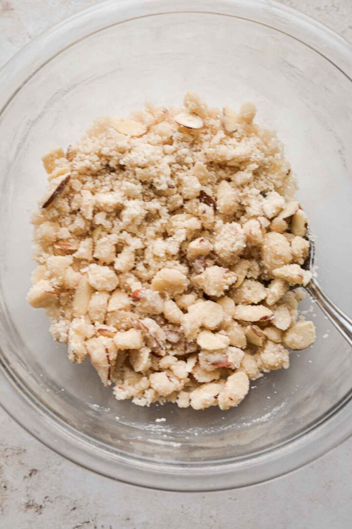 Step 2 for making almond crumble topping.