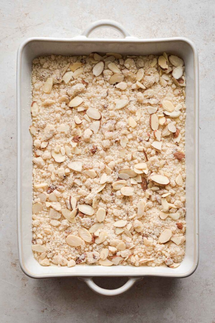 Step 3 for making almond cream cheese coffee cake.