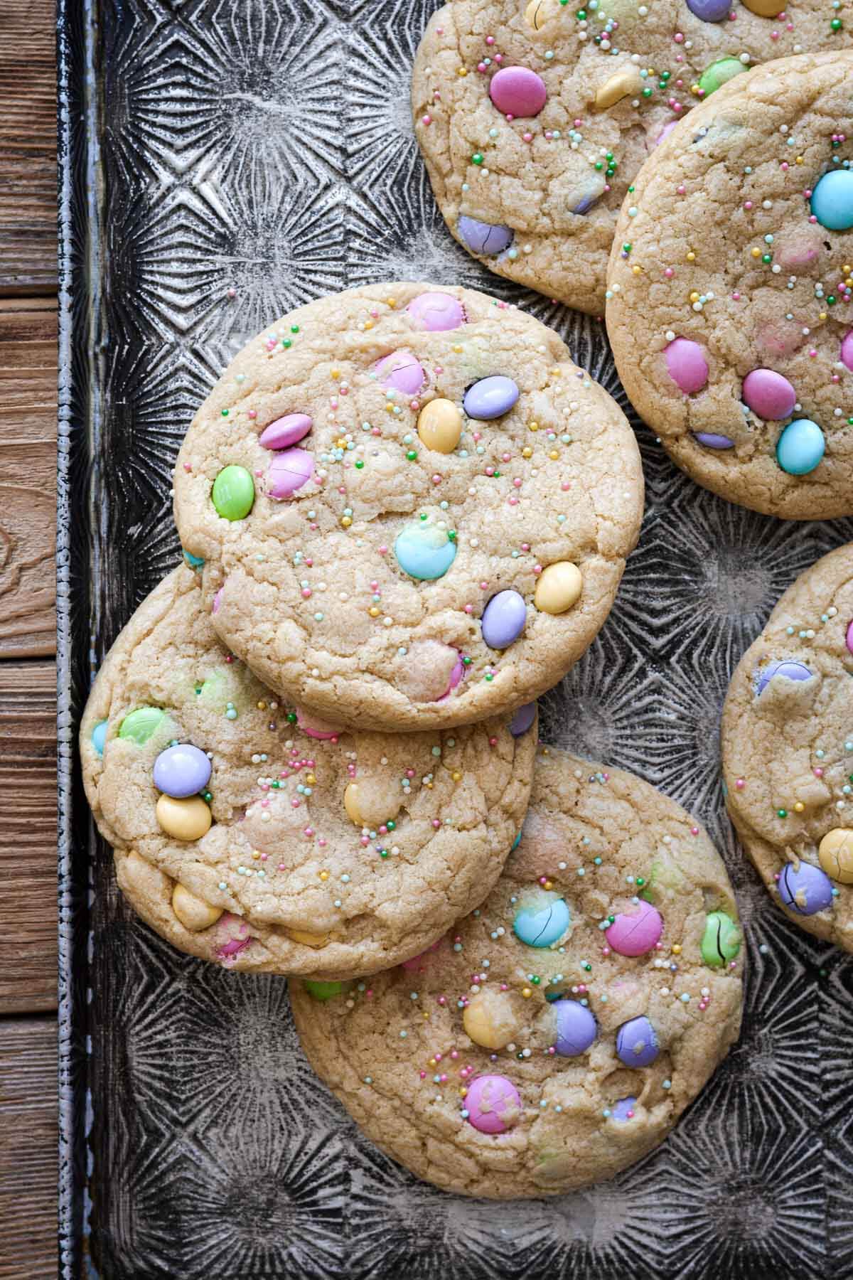 Pastel M&M cookies.