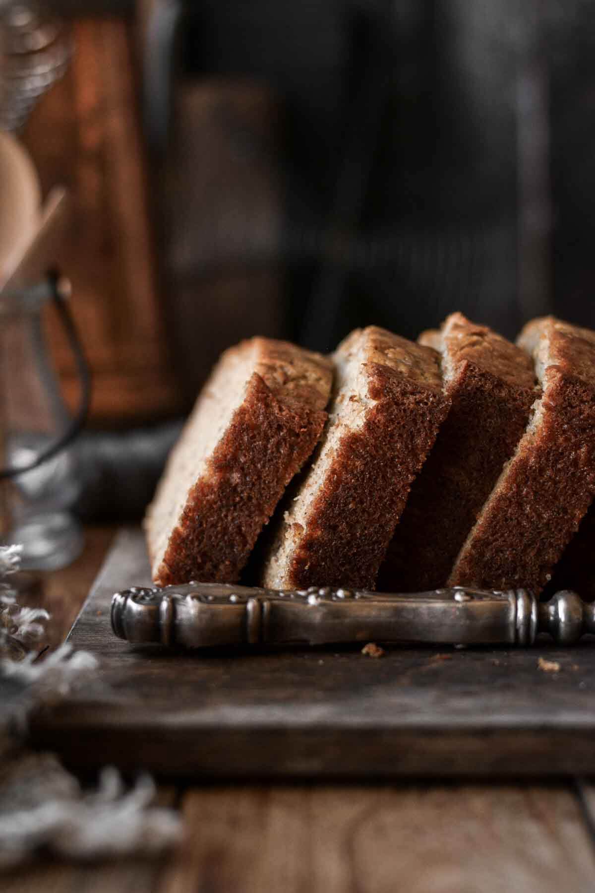 Slices of banana bread.