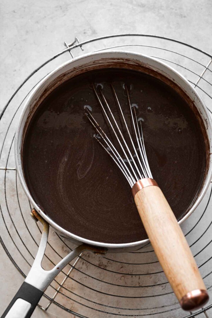 Step 3 for making homemade dark chocolate ice cream.