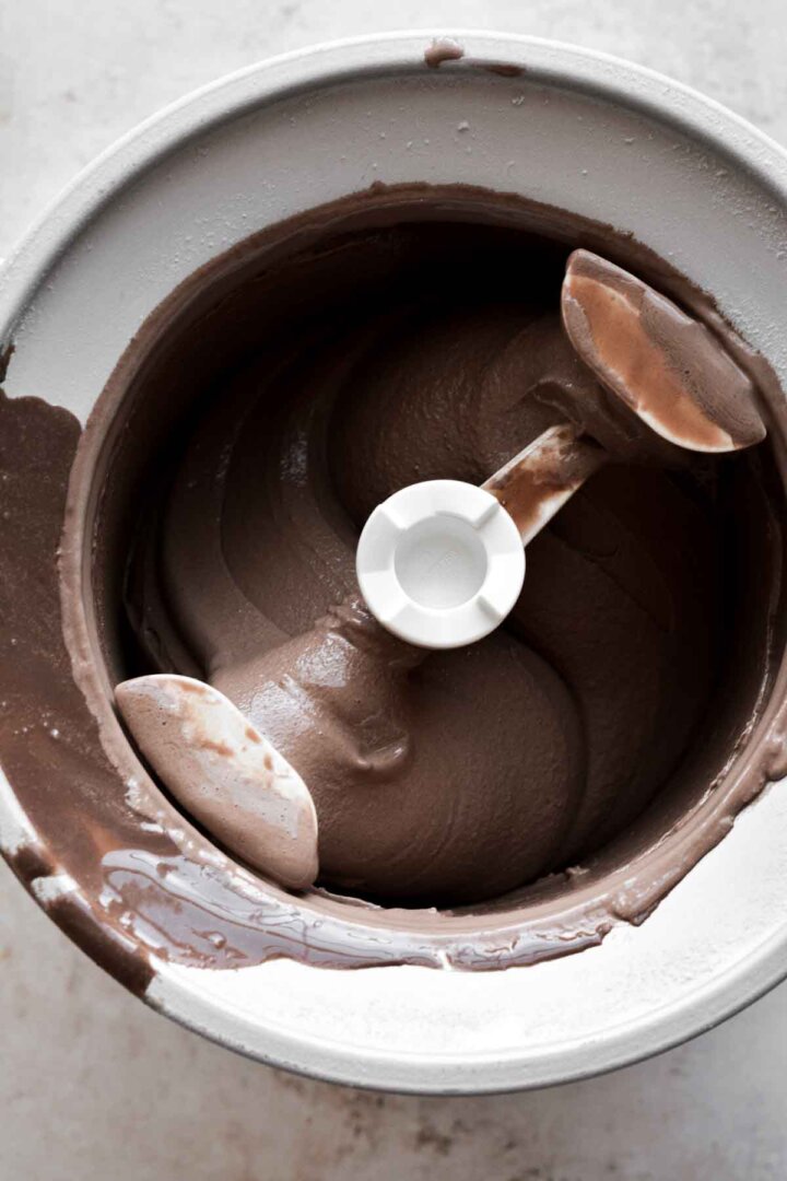 Step 5 for making homemade dark chocolate ice cream.