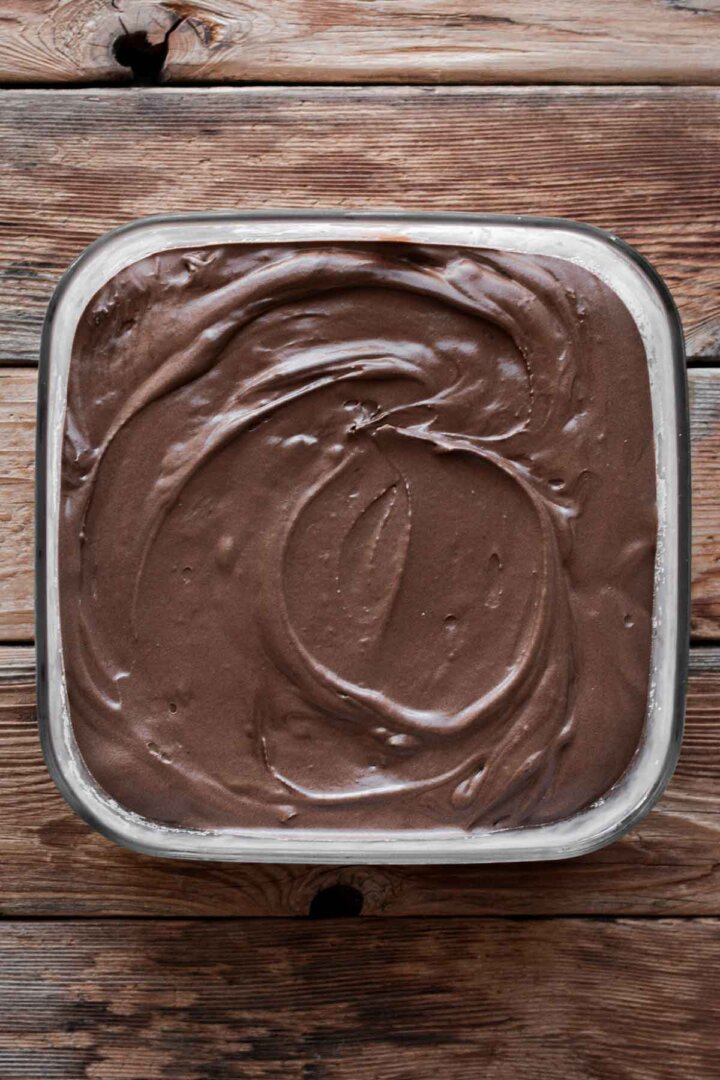Step 6 for making homemade dark chocolate ice cream.