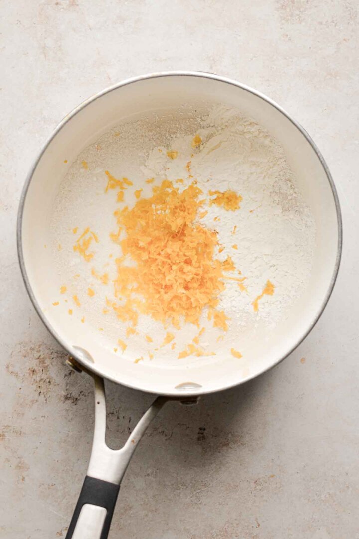Step 1 for making lemon custard.