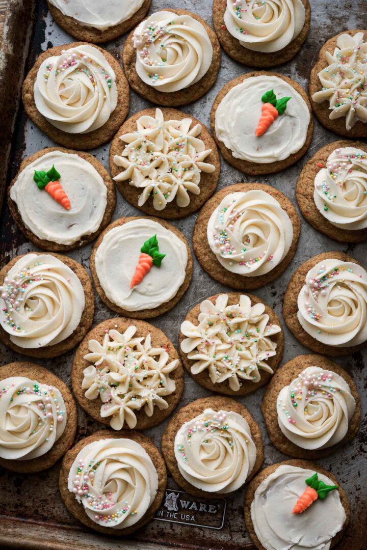 Step 12 for making frosted carrot cake cookies.