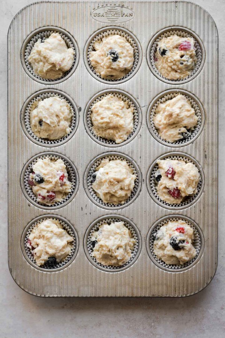 Step 5 for making berry muffins.