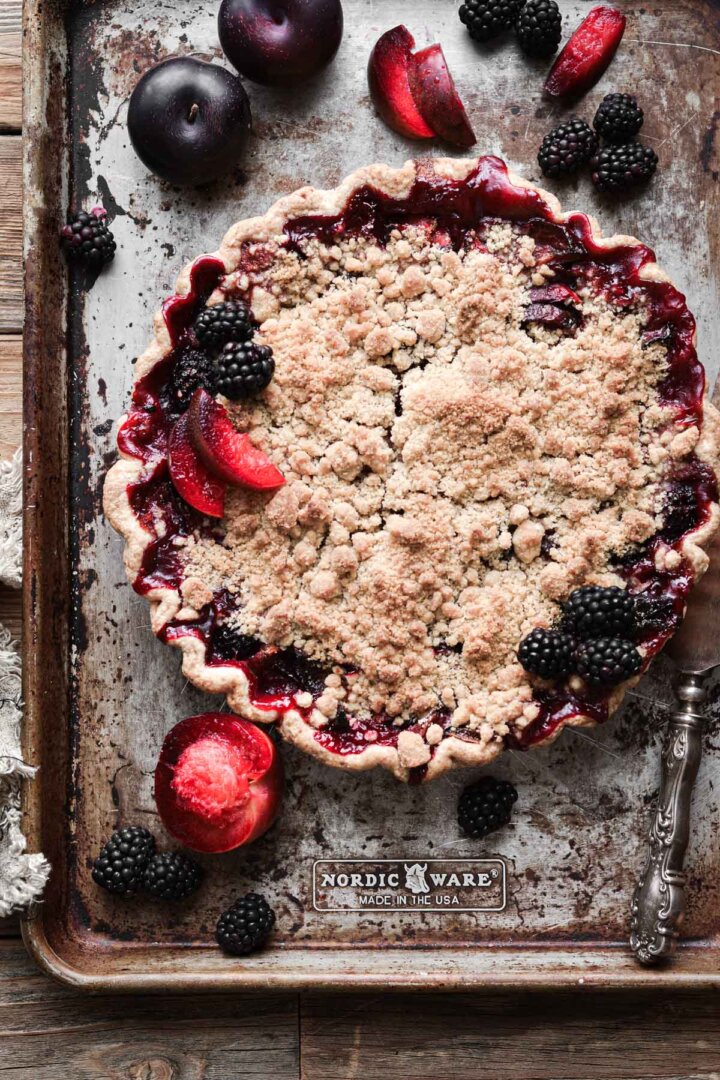 Blackberry plum crumb pie.