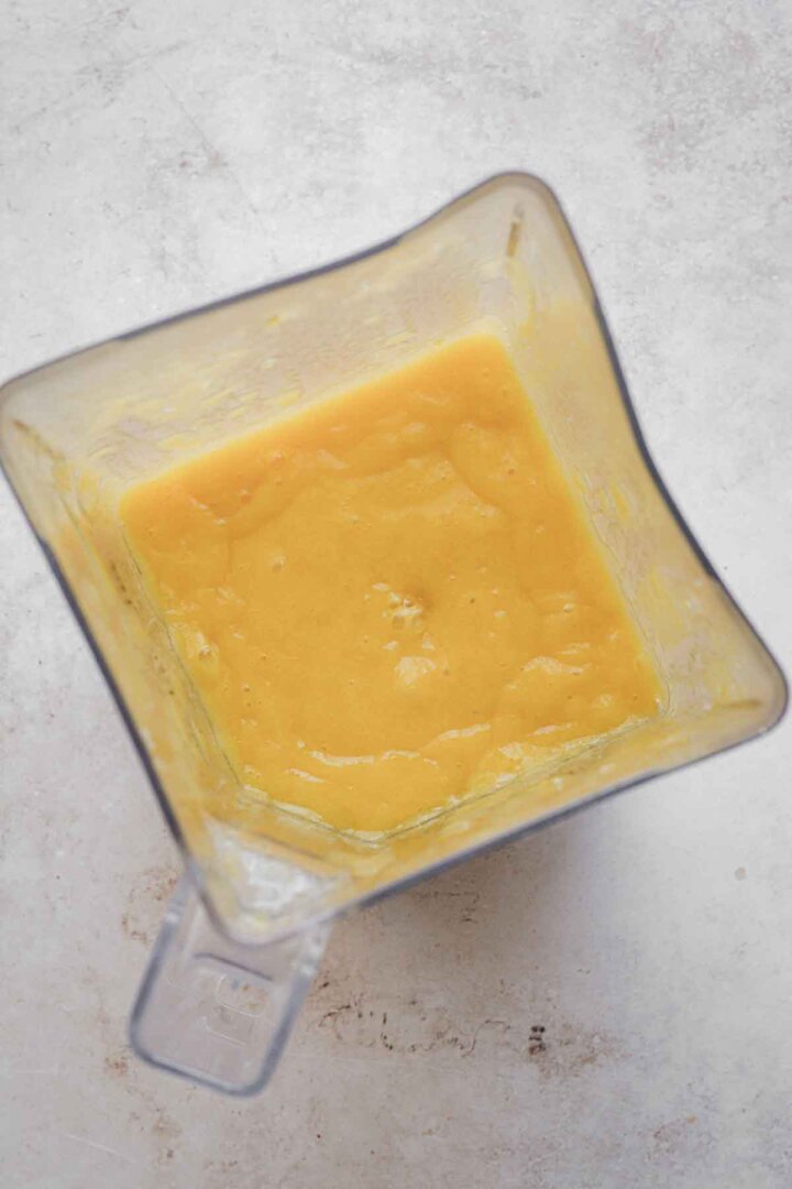 Step 4 for making mango puree.