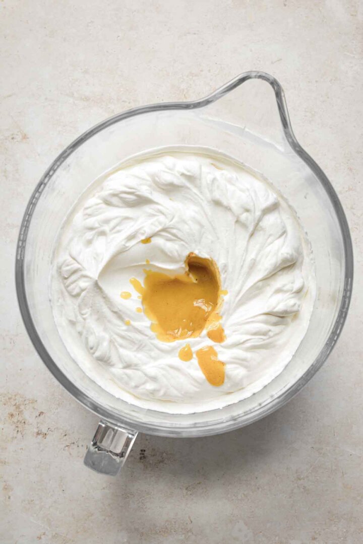 Step 3 for making cardamom mango ice cream.