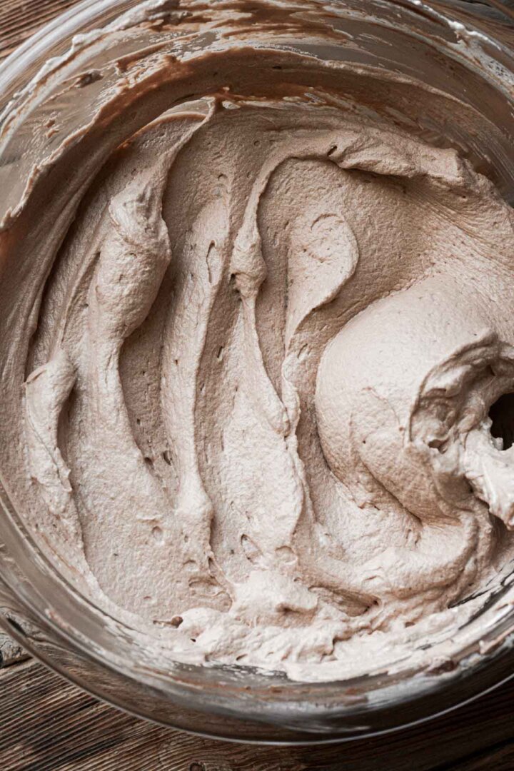 Bowl of chocolate hazelnut whipped cream.