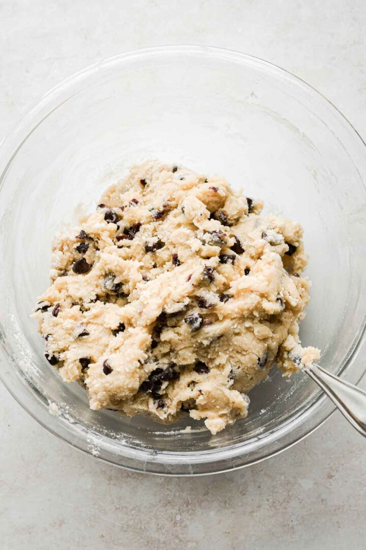 Step 4 for making cherry chocolate chip biscotti - finished dough.