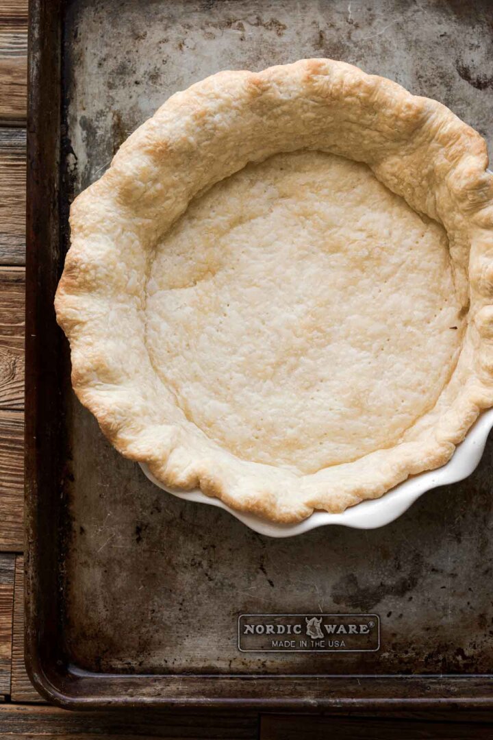 Step 7 for making chess pie - prebaked crust.