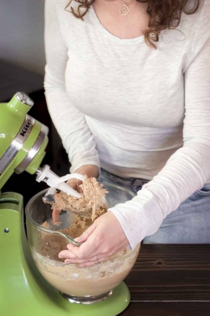 Step 1 for making maple cookies - mixing the dough.