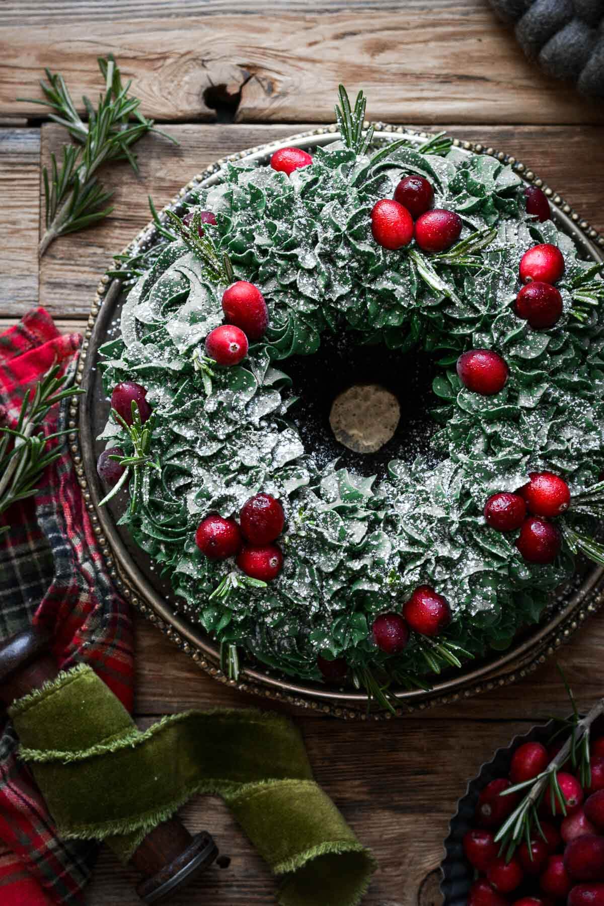 High Altitude Christmas Wreath Bundt Cake - Curly Girl Kitchen