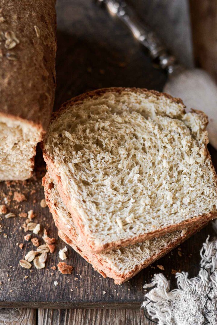 Slices of homemade bread.