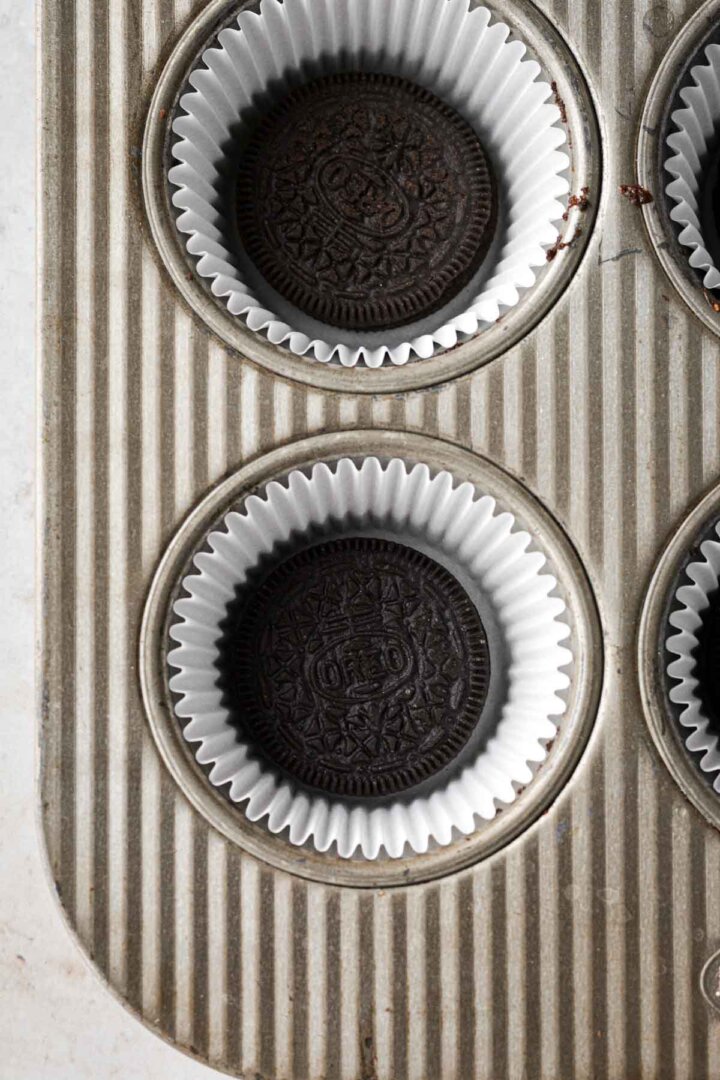 Oreos in cupcake liners.
