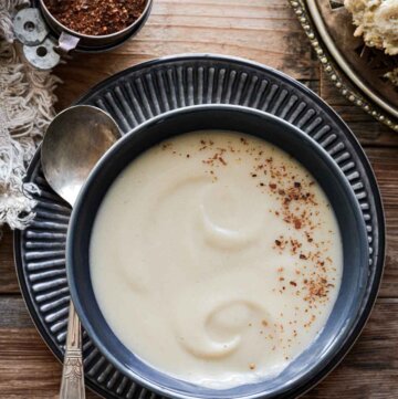 Bowl of apple parsnip soup.