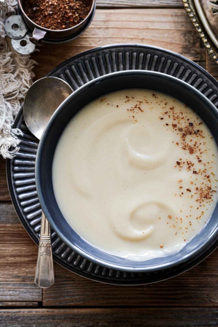 Bowl of apple parsnip soup.