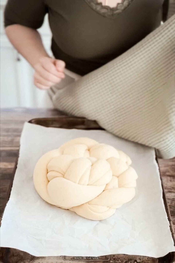 Step 10 for making Easter bread - proofing dough.
