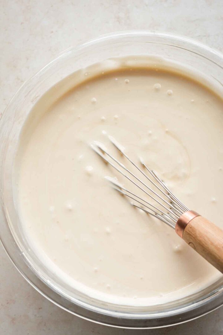 Lemon ice cream, ready to be churned.
