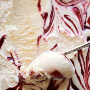 Lavender lemon raspberry ripple ice cream.