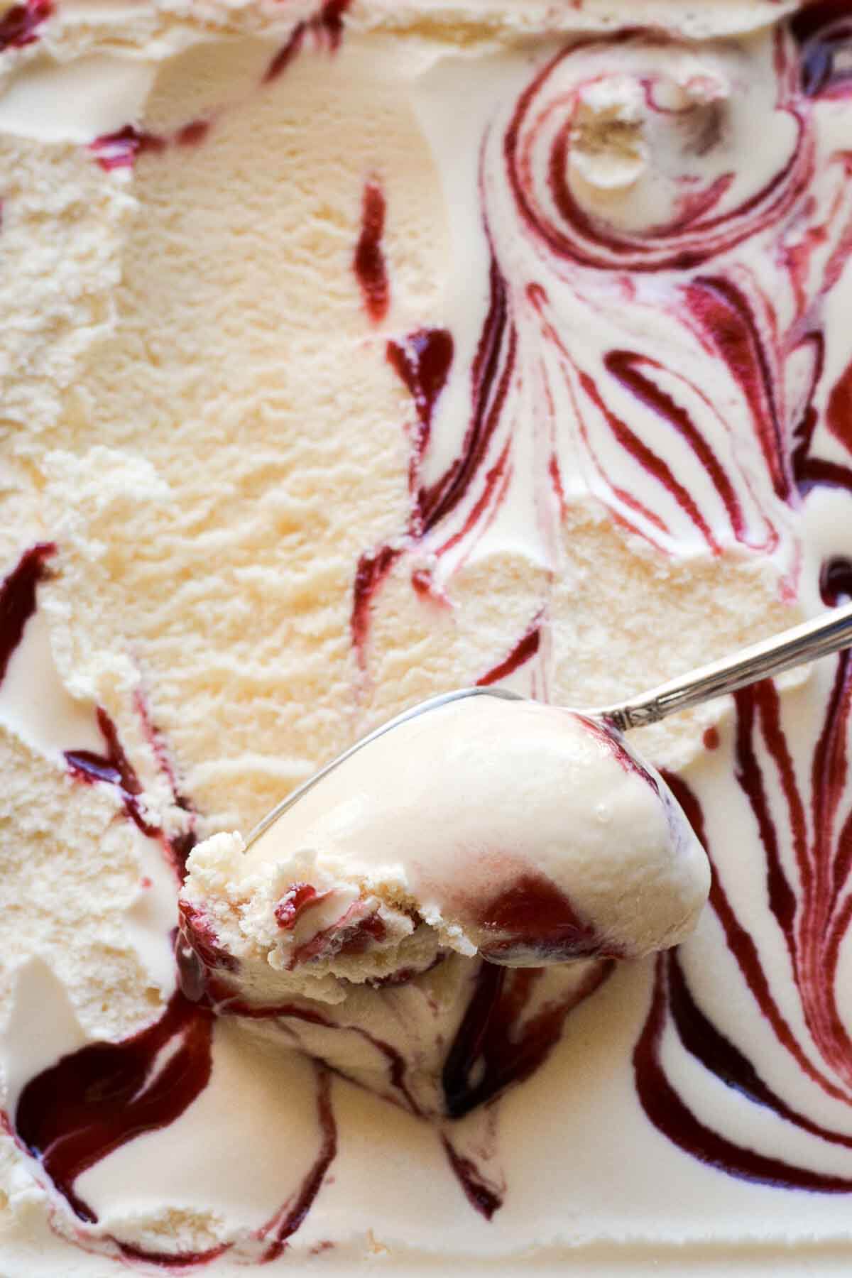 Lavender lemon raspberry ripple ice cream.