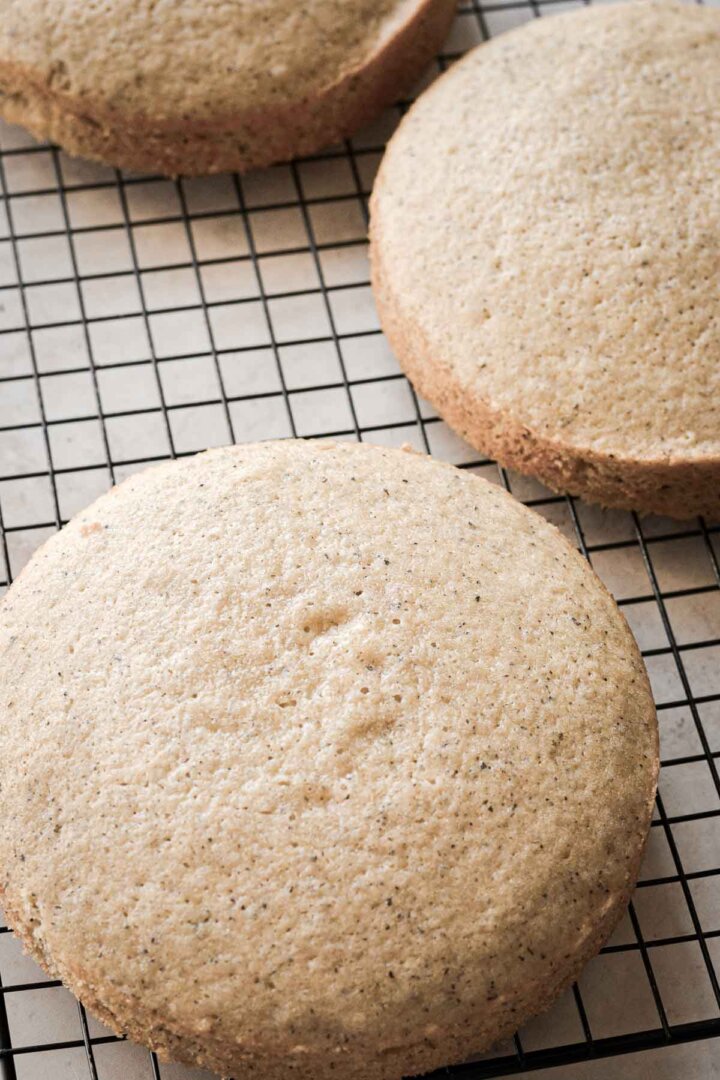 Earl grey tea cakes on a cooling rack.